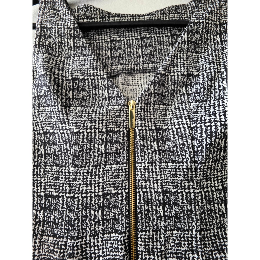 Calvin Klein Womens Black White Textured Rhinestone Sheath Dress CD8E25UU Size 4 - Picture 8 of 10
